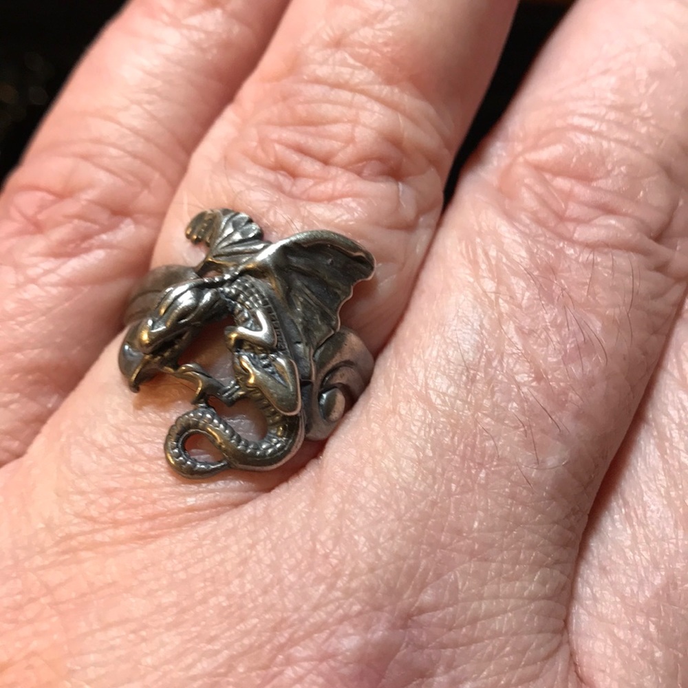 Vintage Sterling Winged Dragon Ring